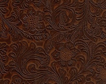 Rawhide Durango Tooled Vinyl, Western Cowboy Faux Leather Look, Upholstery and Craft Vinyl