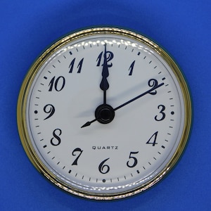2-3/4&quot;(70mm)2.75&quot;QUARTZ Clock FIT-UP/Insert,White Face, Gold Trim, Fits 2-1/2&quot; Hole