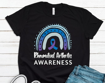Rheumatoid Arthritis Awareness Shirt: Rainbow Ribbon Graphic
