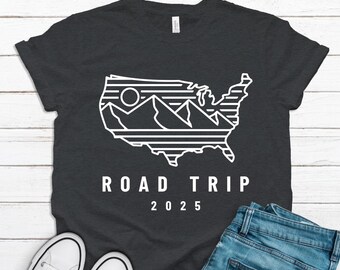 Road Trip 2025 Shirt / Tank Top / Hoodie / Family, Group Travel Across America / USA Map / Family Road Trip  / Matching Travel / Girls Trip