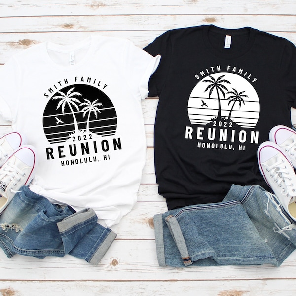 Family Reunion Shirts / Personalized Last Name, Location & Year / Family Adults Kids Sizes / Custom Matching Family Group / Summer Tropical