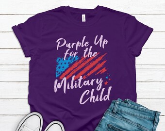 Purple Up Military Child Shirt: American Flag Tee