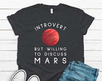 Introvert Mars T-shirt: Rolig astronomigrafisk t-shirt
