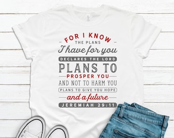 Jeremiah 29:11 Bible Verse Shirt, Christian Apparel