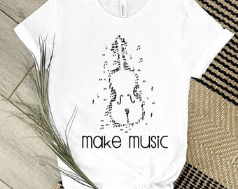 Camiseta Notas Musicais de Violoncelo: Presente para Violoncelista