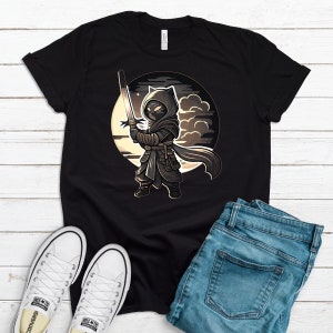 Ninja Cat Shirt / Japanese Streetwear Hoodie / Japan Style Art Illustration / Samurai Warrior Katana Sword / Asian Design Cat Lover Tank Top