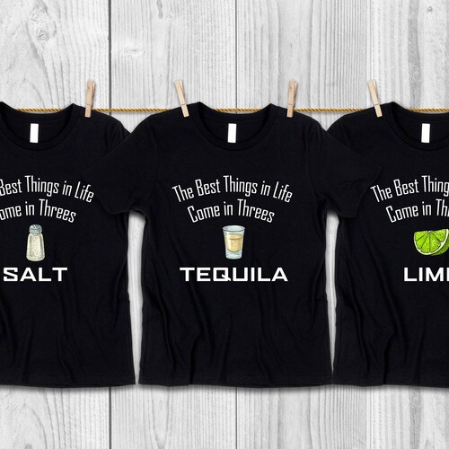 Three BFF Shirt / Tank Top / Hoodie / Matching Girls Group 3 Best Friends / Salt Tequila Lime / Funny Friends Drinking Girls Trip Shirt