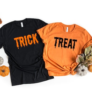 Trick or Treat Couples Shirt / Halloween Costumes Hoodie / Matching Couples Costume / Funny Cute Outfit  / Black Orange Trick or Treating