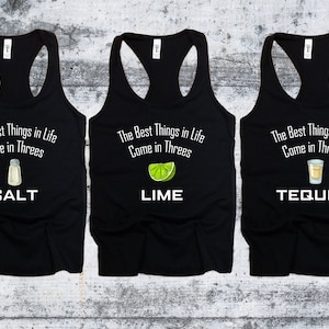 Personalized Three BFF Shirt / Tank Tops / Hoodie / Matching Girls Group 3 Best Friends / Salt Tequila Lime / Friends Drinking Girls Trip