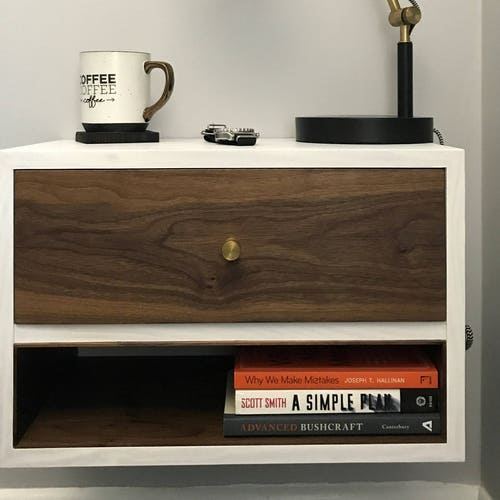 Contemporary White Floating Nightstand Floating Bedside Etsy Canada