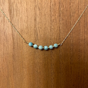Larimar Bar Necklace: 14k Gold Filled Gemstone Chain