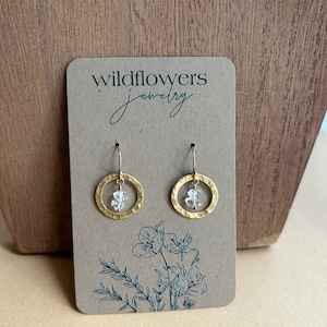 Herkimer Diamond Hammered Circle Earrings
