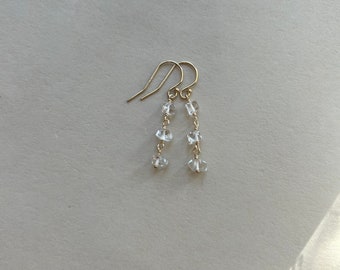 Herkimer Diamond Dangle Earrings: 14k Gold Filled or Sterling Silver