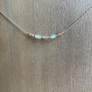Opal sunstone sapphire necklace