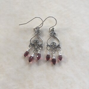 Garnet Chandelier Earrings/ Garnet earrings/ antique style earrings/ chandelier gemstone earrings
