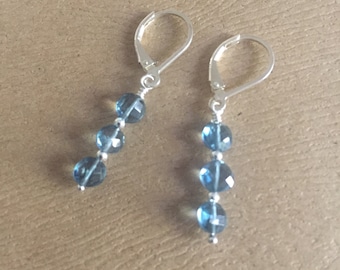 London Blue Topaz Sterling Silver Lever Back Earrings