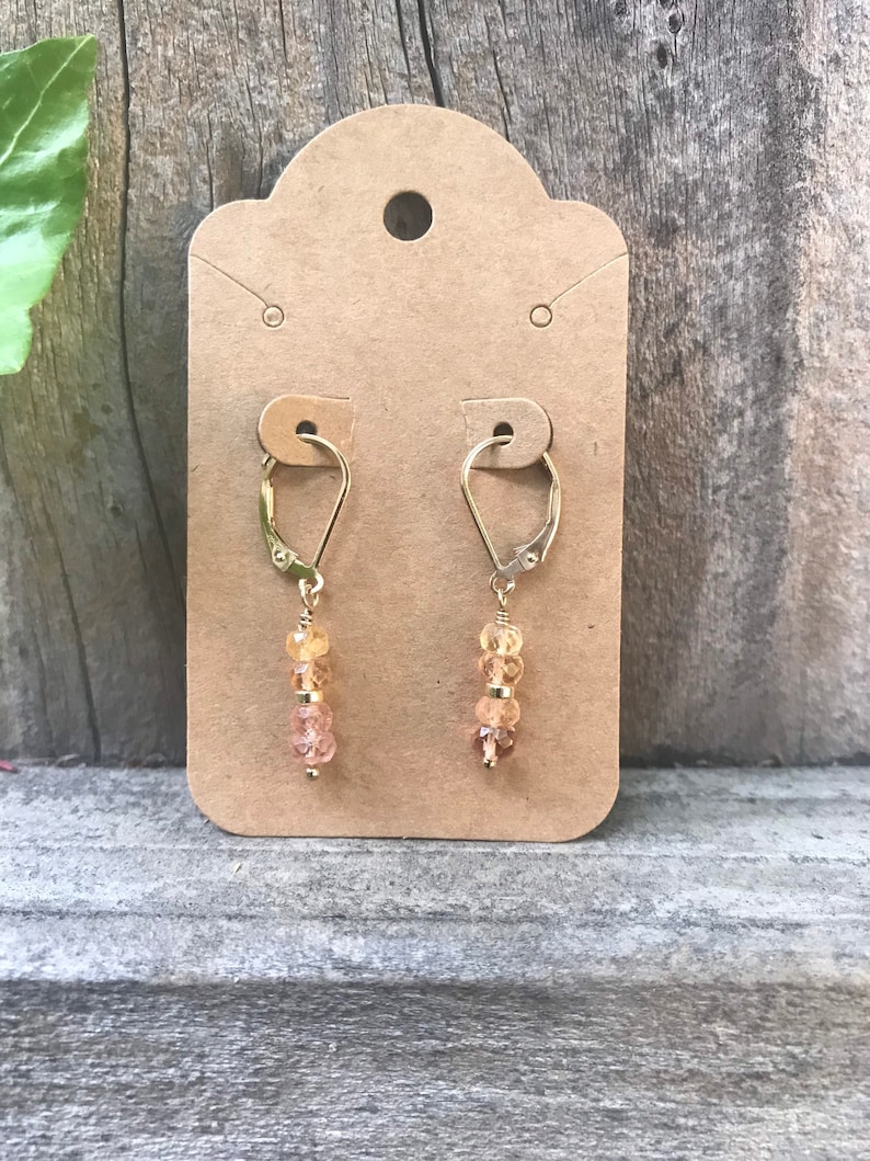 Imperial Topaz Earrings/ gemstone lever back earrings image 1