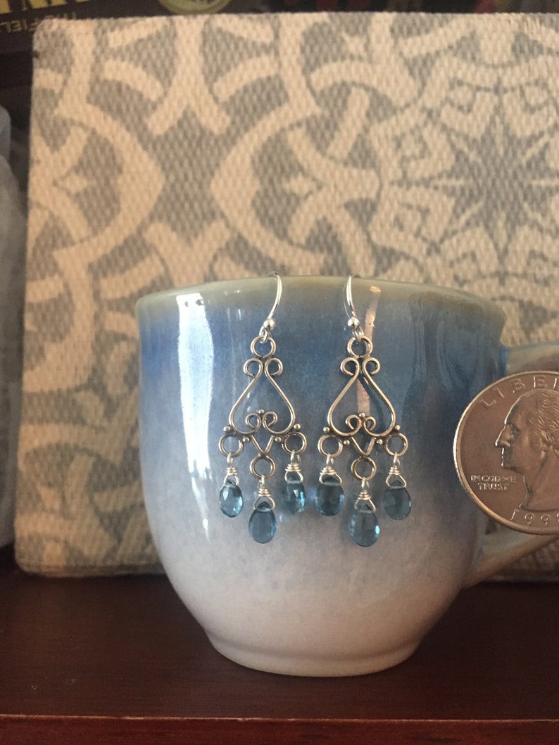 London blue topaz earrings blue topaz chandelier earrings gemstone chandelier earrings
