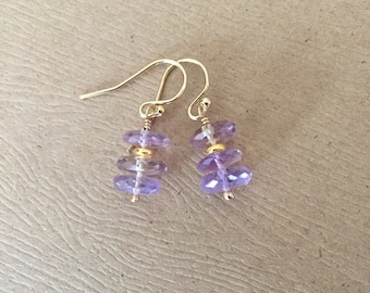 Faceted Ametrine Gemstone Earrings: 14k Gold Filled