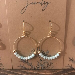 Larimar Hoop Earrings: Sterling Silver or Gold Filled