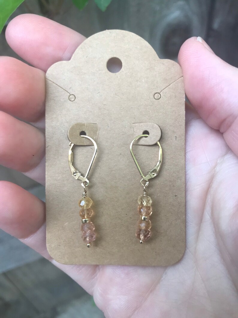 Imperial Topaz Earrings/ gemstone lever back earrings image 2
