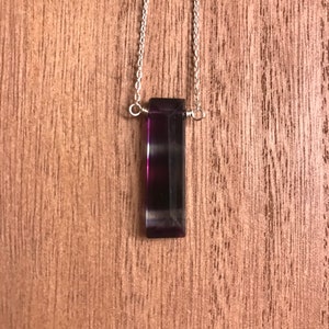 Fluorite Pendant: Purple & Blue Crystal, Sterling Silver Chain
