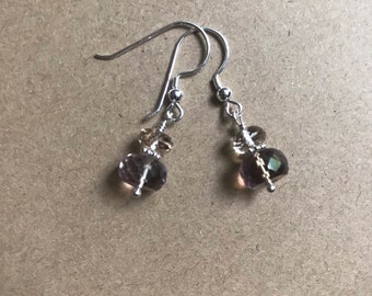 Faceted Ametrine Sterling Silver Earrings with Citrine
