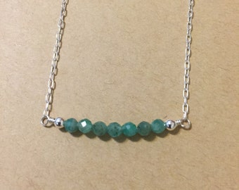 Emerald necklace/ natural emerald bar necklace/ may birthstone necklace/ untreated emerald necklace