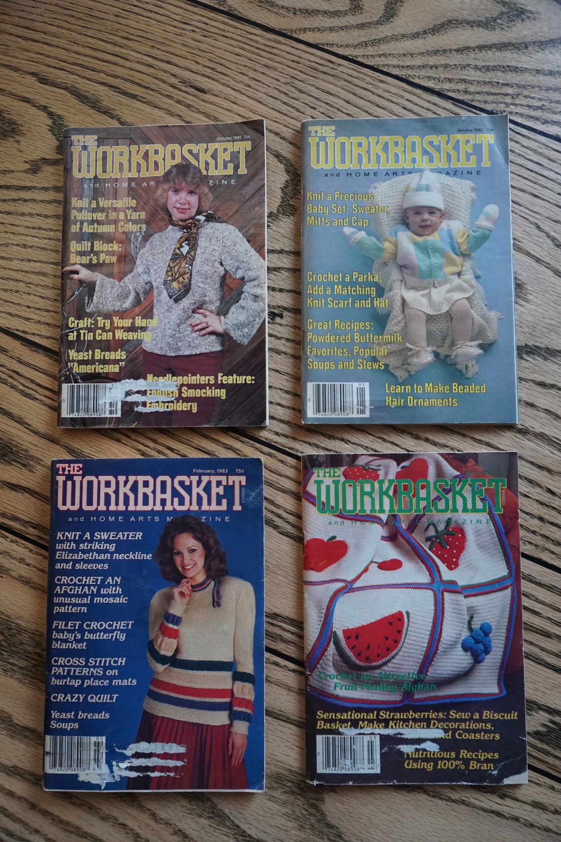 Lot of 4 Vintage Workbasket and Home Arts Magazines Oct 1982, Jan 1983