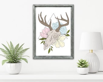 Pastel stag art print (10x15cm)