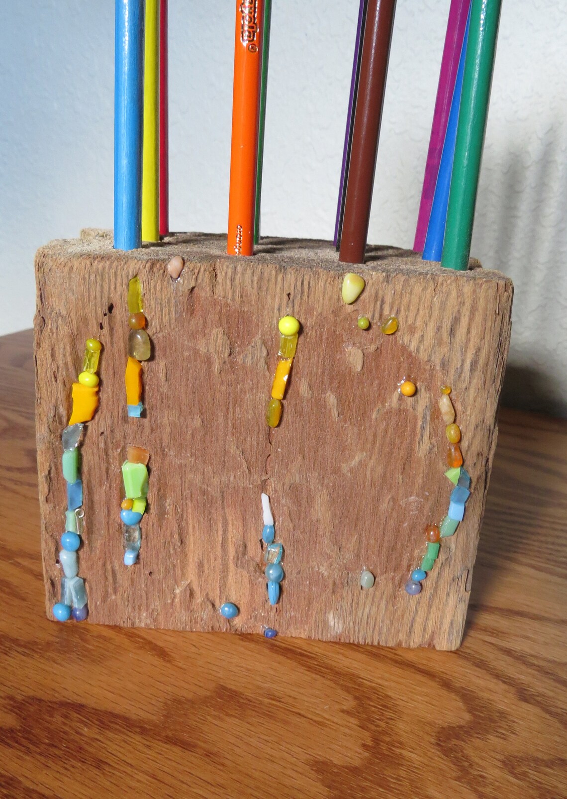 Mosaic and Wood Colored Pencil Holder Etsy