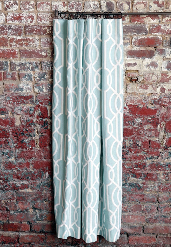 Gatsby S Gate Drapery Panels Art Deco Seafoam Green Etsy