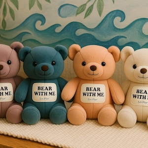 Weighted Teddy Bear Plush – Anxiety Relief, Calming Support Stuffed Animal for Adults & Kids, Sin Flor “Bear With Me” Collection