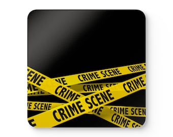 Cinta de escena del crimen, Crímenes reales, Misterio de asesinato, Asesino en serie, Juego de posavasos de corcho para las fuerzas del orden