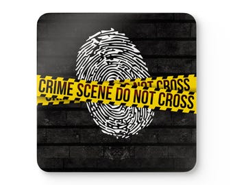 Crime Scene Investigator, Latent Fingerprint Examiner, True Crime, Gift, Forensic, Corkwood Coaster Set