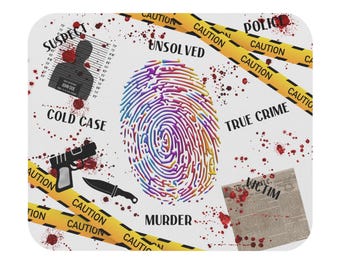 Alfombrilla de ratón rectangular con huellas dactilares: crímenes reales, asesinatos sin resolver