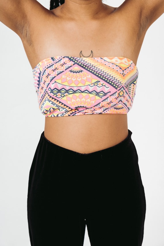 Buy Neon Tribal Printed Festival Bandeau, Festival Bralette, Neon