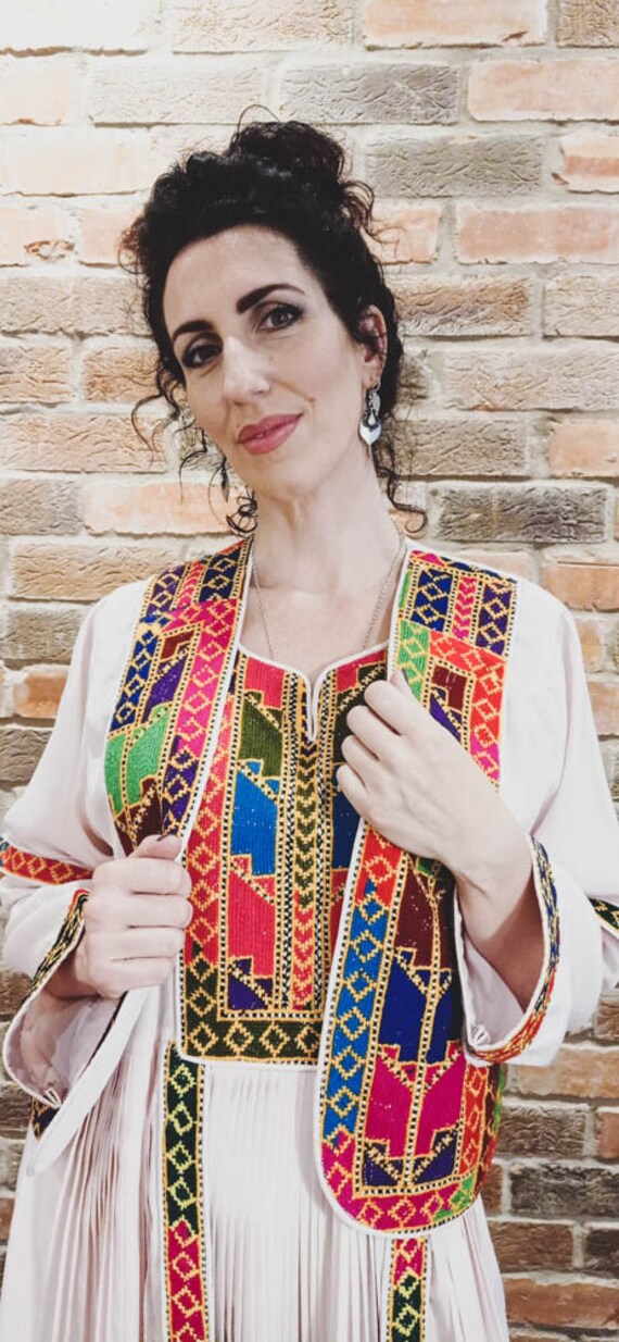 Vintage Embroidered Co-Ord Pleated Dress and Boler