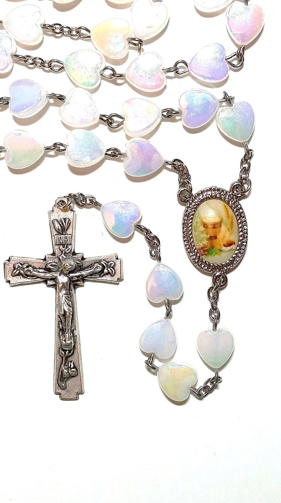 Rosario Prima Comunione Calice E Ostia Hearts Rosary Etsy