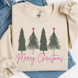 Pink Merry Christmas Trees PNG, Pink Christmas Trees, Pastel Christmas Tree SVG, Digital Merry Christmas Trees, Hot Pink Merry Christmas