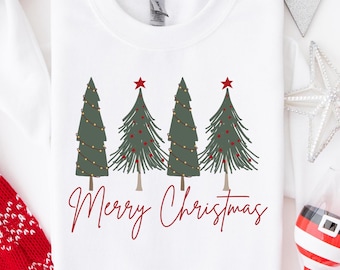 Merry Christmas Trees PNG, Christmas Trees, Green Christmas Tree SVG, Digital Merry Christmas Trees, Xmas Trees PNG Sublimation