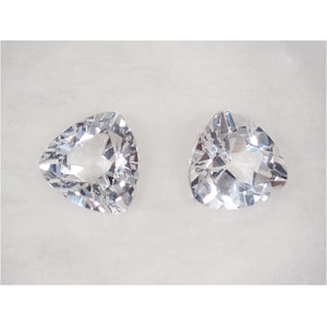 White Topaz Matched Pair 3.01tcw Trillion Cut Naural Faceted Gemstone