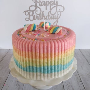 Vibrant Rainbow Cotton Candy Birthday Cake: Perfect for Delicious Candyland Parties, Gender Reveal, Baby Showers, Sweet 16, Gluten free cake