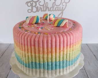 Cotton Candy Rainbow Birthday Cake for Candyland Parties, Gender Reveal, Baby Showers, Sweet 16, Candy Buffet, Sweet ONE party, Sweet theme