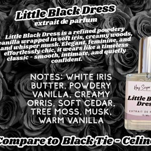 little black dress perfume, black tie perfume dupe, powdery vanilla perfume, iris vanilla fragrance, elegant vanilla perfume, soft feminine perfume, clean vanilla scent, woody vanilla perfume, office friendly perfume, subtle skin scent, chic everyday perfume, french style perfume, orris perfume, sophisticated vanilla, affordable luxury perfume, designer perfume dupe, soft musk perfume, hey sugar fragrance, sugar me sweet, bronze fox fragrance, affordable perfume, best etsy perfume