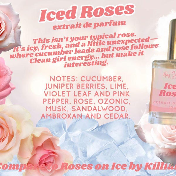 Iced Roses-parfum | Verse roos, komkommer en muskus | Geïnspireerd door Roses on Ice | Clean Girl-geur | Betaalbare luxe geur