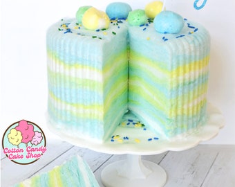 Blue Cotton Candy Cake, Perfect for a sweet Boy Birthday Party gift, Blue Freeze dried candy topping, & Grandson, gluten free, smash cake