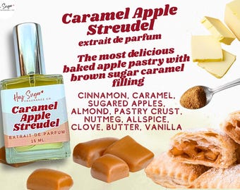 Caramel Apple Streudel Perfume, apple pastry scent, fall gourmand, bakery foodie scent, dessert fragrance, gift for her, perfume samples