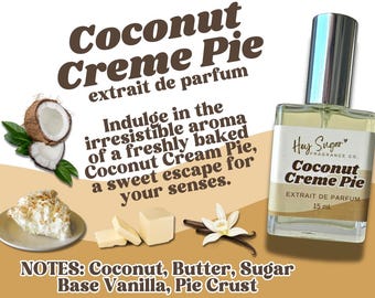 Coconut Cream Pie Perfume - Gourmand fragrance, Coconut Perfume, Bakery Perfume, Fruity Gourmand, Summer fragrance, hair and body perfume
