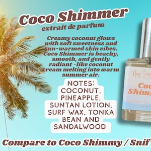coco shimmy perfume, snif dupe, coco shimmy dupe, beach perfume, summer perfume, coconut perfume, vacation perfume, beachy perfume, layering perfume, suntan perfume, affordable perfume, sugar me sweet, bronze fox fragrance, pink lady perfume